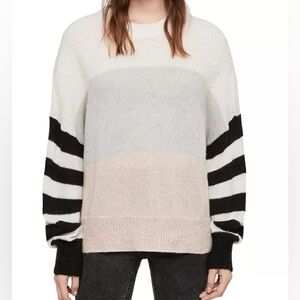 ALLSAINTS Nicoli Color-Block Striped Sweater Size Small Italian Wool